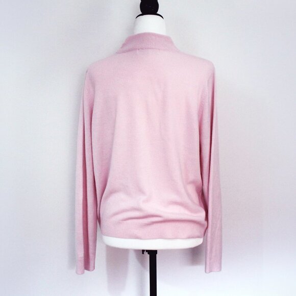 Pale Pink Beaded Sweater, Vintage Mock Turtleneck Long Sleeved Pullover - Picture 8 of 10